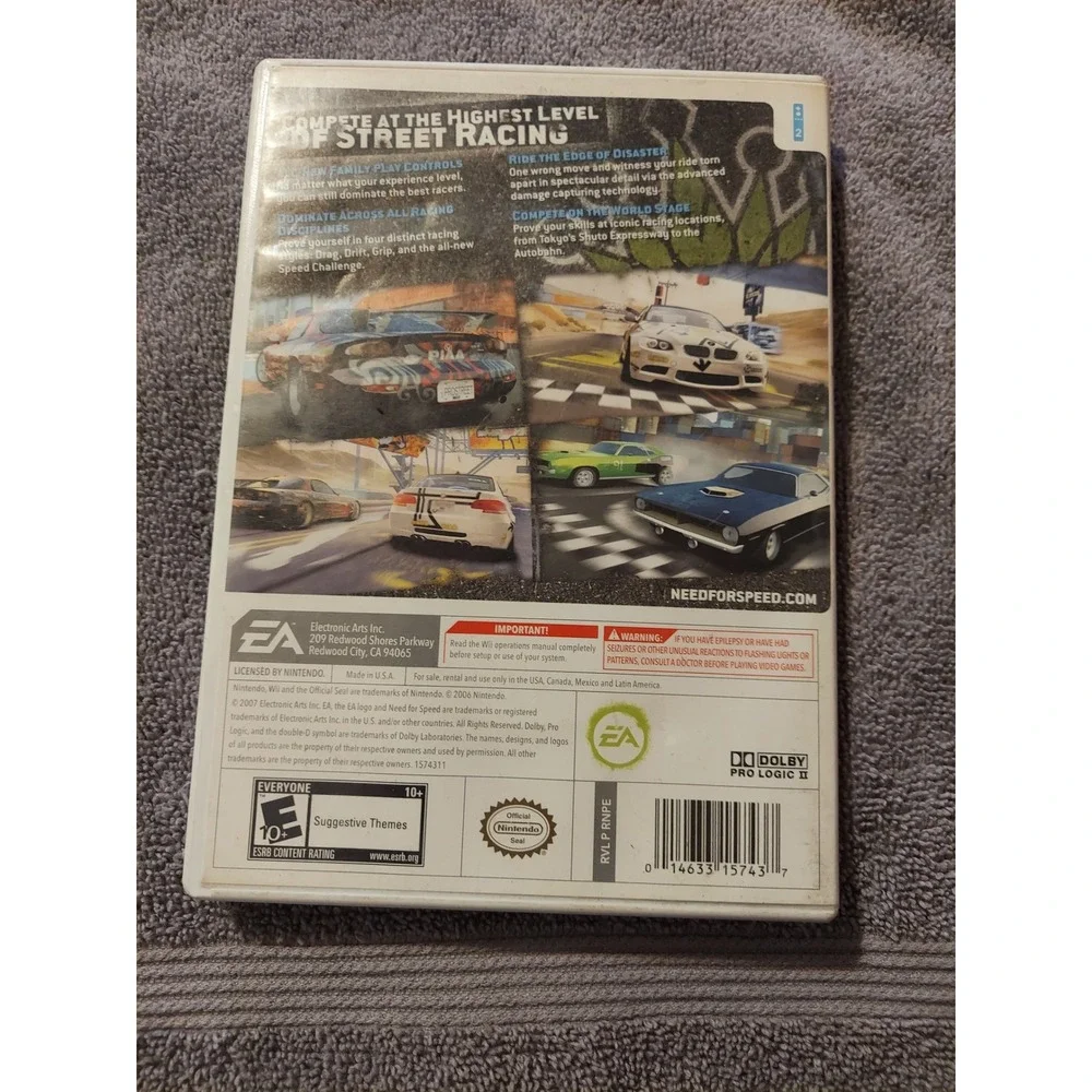 Need‎ For Speed ProStreet Nintendo Wii Game Complete Racing EA Sports